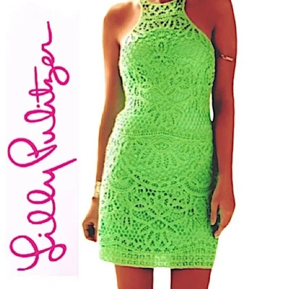 Lilly Pulitzer Jamie Above the Knee Crochet Line Green Women's Size XS - Picture 2 of 11